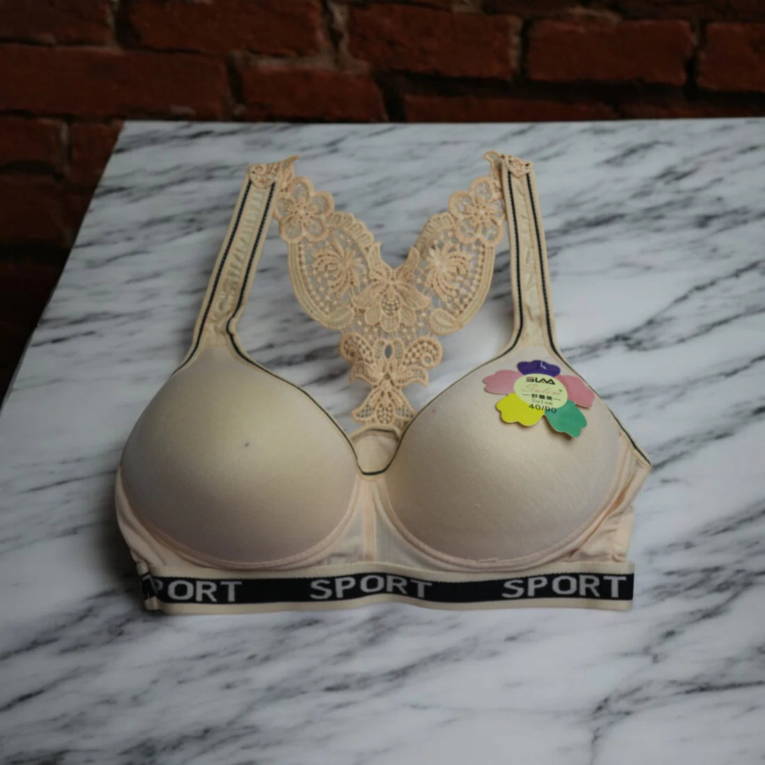 Premium Padded Sports Bralette with Stylish Butterfly Designer Back